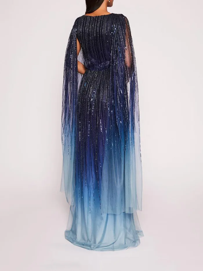 Marchesa Marchesa Notte Ombre Beaded Gown Navy Multi 8211 Women