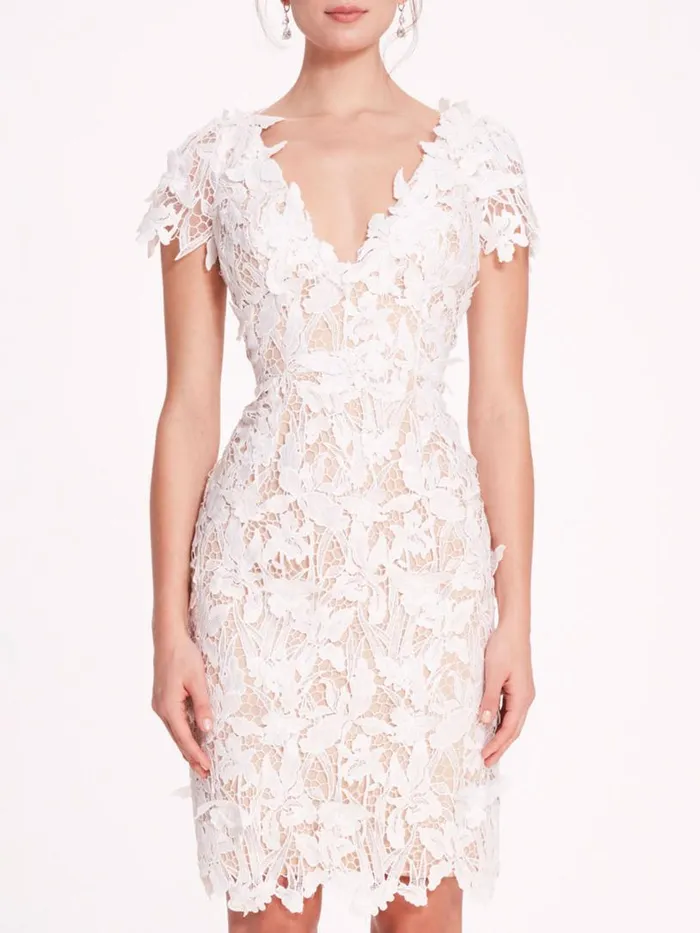 Marchesa Marchesa Notte Organic Lace Mini Dress Ivory 8211 Women