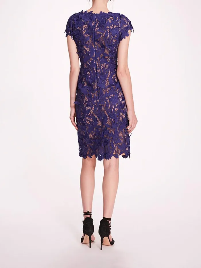 Marchesa Marchesa Notte Organic Lace Mini Dress Navy 8211 Women