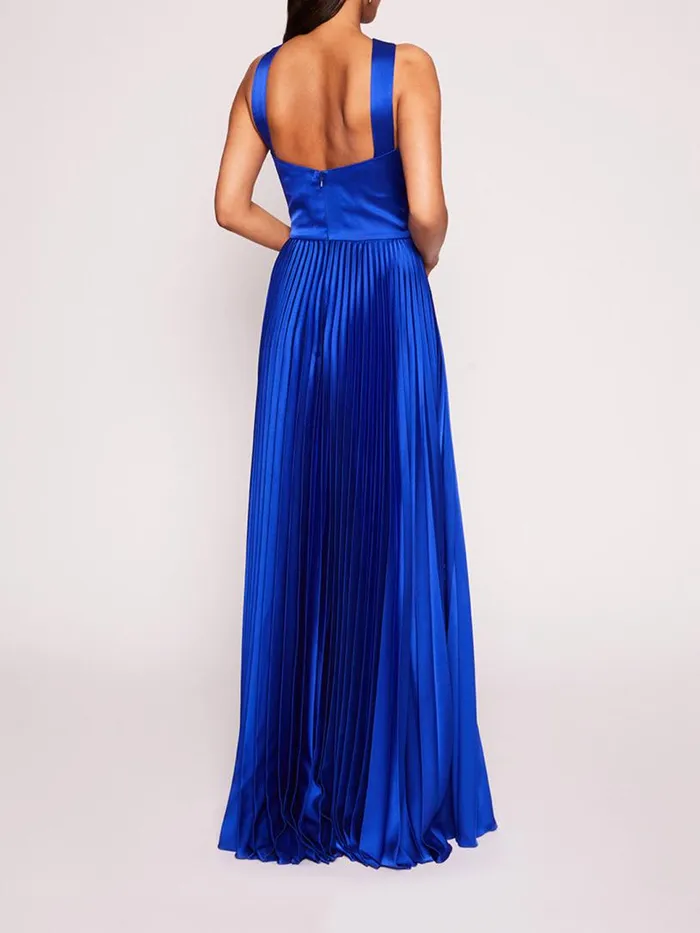 Marchesa Marchesa Notte Pleated Foil Gown Sapphire 8211 Women