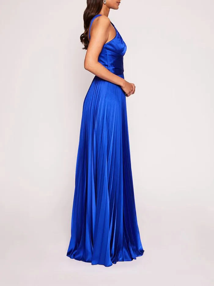 Marchesa Marchesa Notte Pleated Foil Gown Sapphire 8211 Women