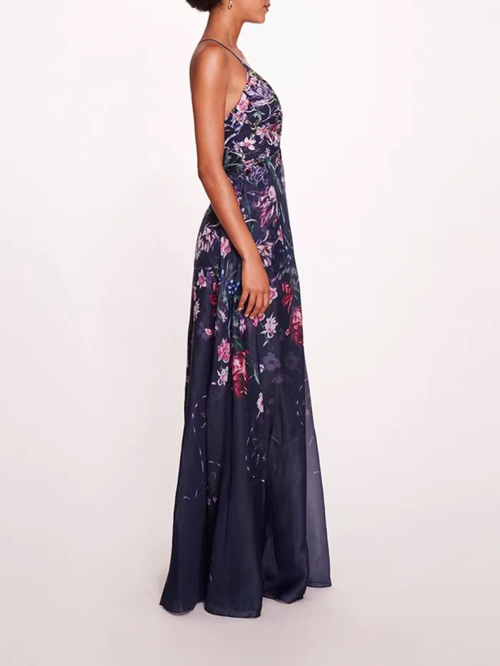 Marchesa Marchesa Notte Ribbons Gown Navy Multi 8211 Women