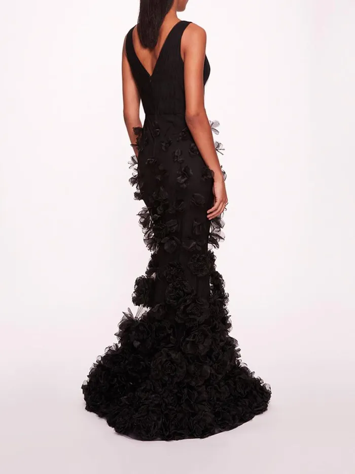 Marchesa Marchesa Notte Tulle Rosette Gown Black 8211 Women