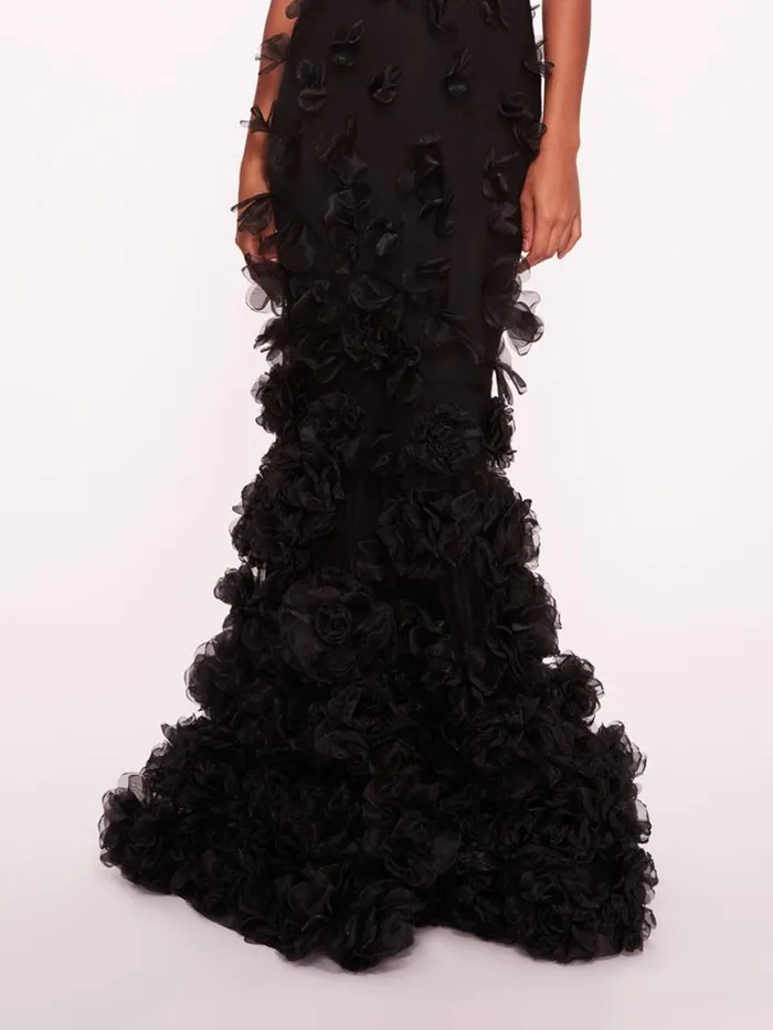Marchesa Marchesa Notte Tulle Rosette Gown Black 8211 Women