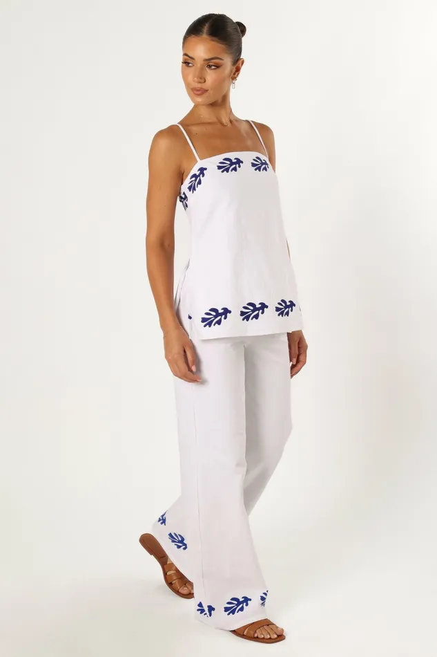 Matching Sets Amalia Pant White Blue Petal and Pup Women