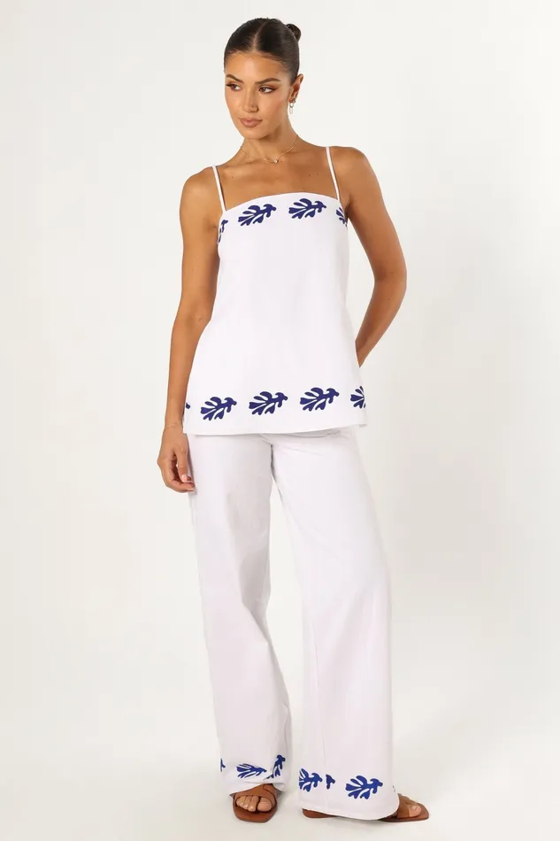 Matching Sets Amalia Pant White Blue Petal and Pup Women