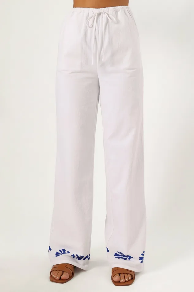 Matching Sets Amalia Pant White Blue Petal and Pup Women