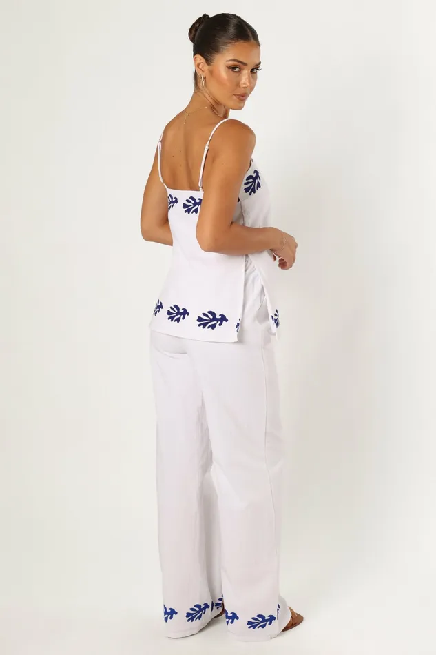 Matching Sets Amalia Pant White Blue Petal and Pup Women