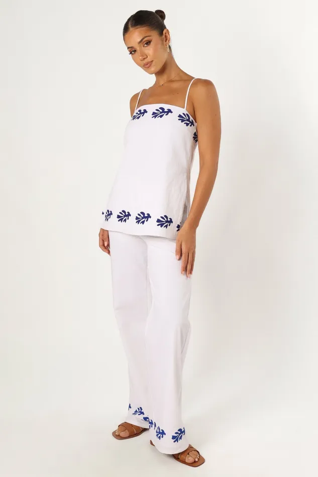 Matching Sets Amalia Pant White Blue Petal and Pup Women
