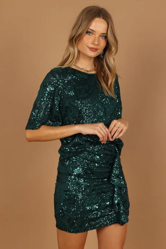 Matching Sets Lana Sequin Top Hunter Green 8211 Petal and Pup Women