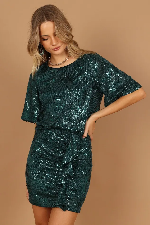 Matching Sets Lana Sequin Top Hunter Green 8211 Petal and Pup Women
