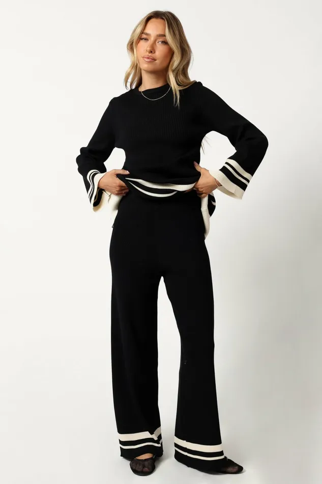 Matching Sets Lowell Pants Black Off White Petal and Pup Women