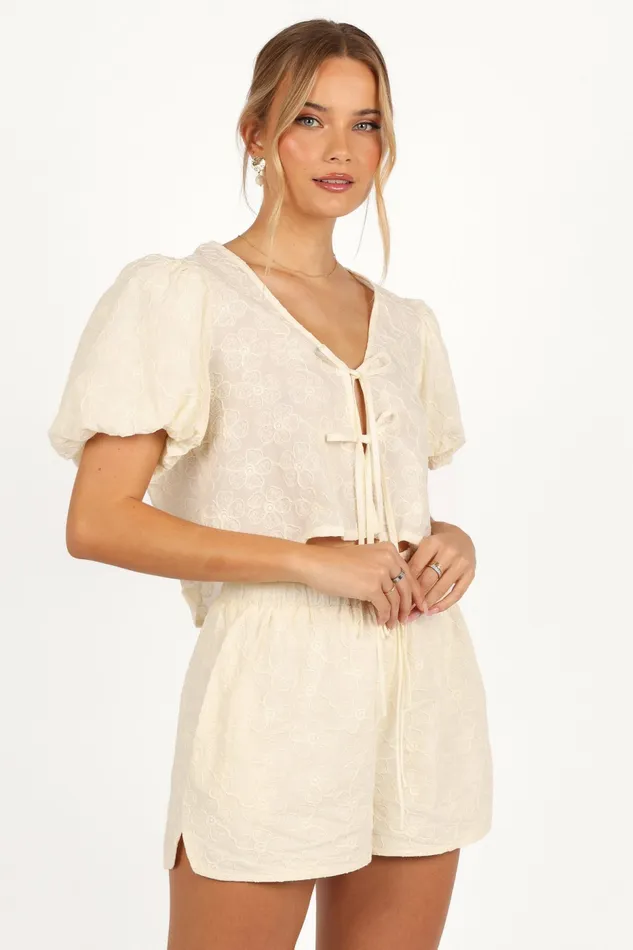 Matching Sets Women Petal and Pup Hanna Short Set Cream