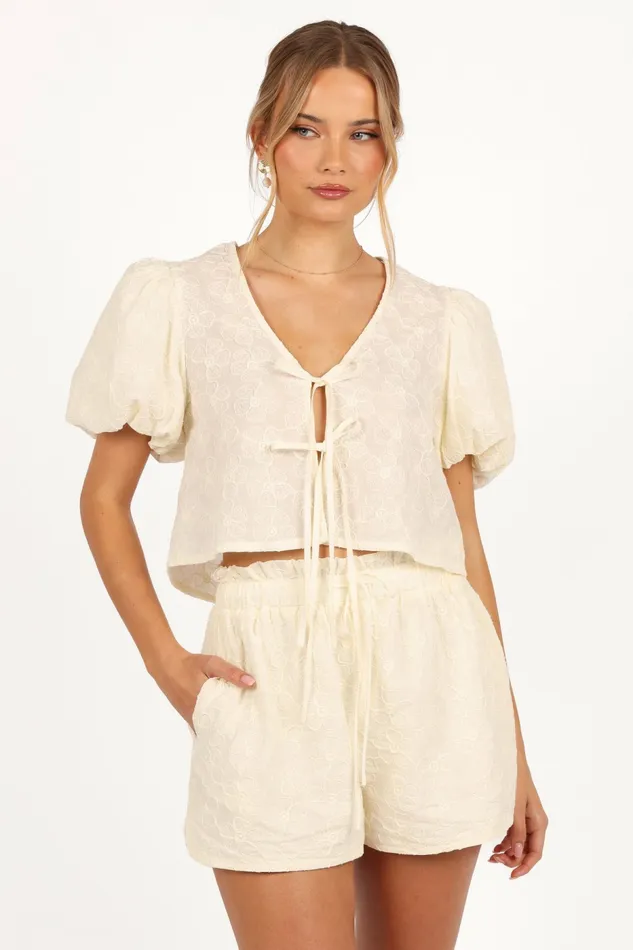 Matching Sets Women Petal and Pup Hanna Short Set Cream