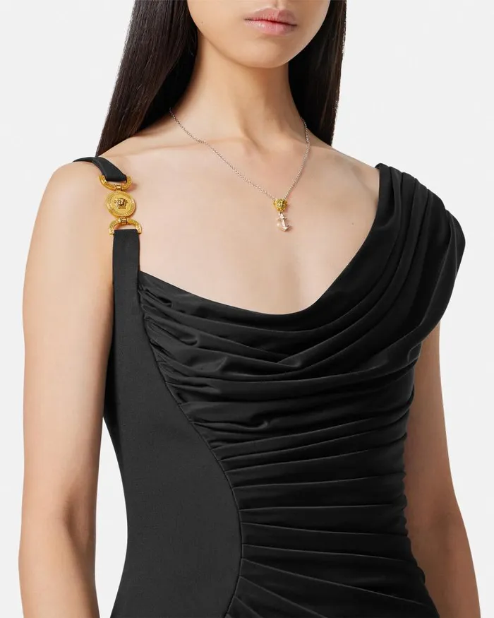 Medusa 03995 Draped Mini Dress Black Women Versace Dresses