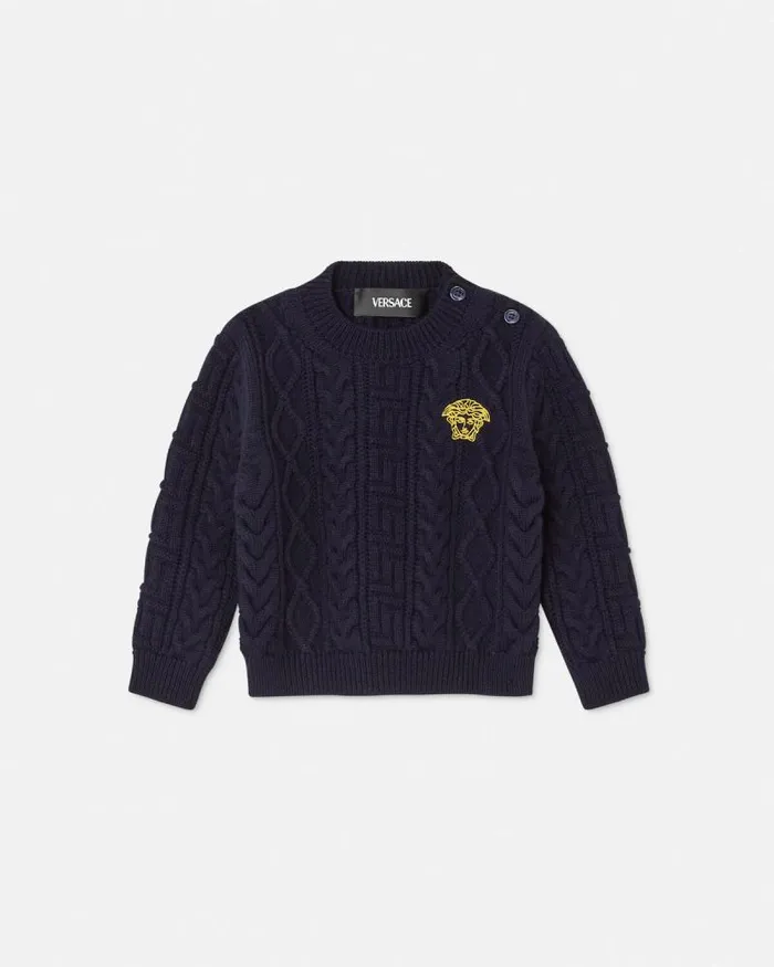 Medusa Baby CableKnit Sweater 1uk00 Children Versace Clothing