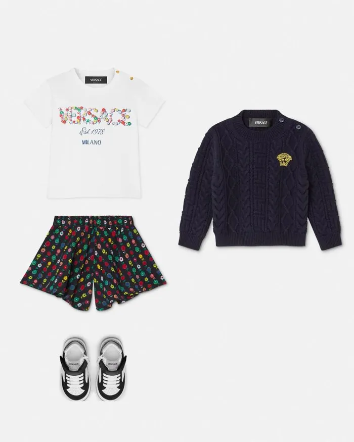 Medusa Baby CableKnit Sweater 1uk00 Children Versace Clothing