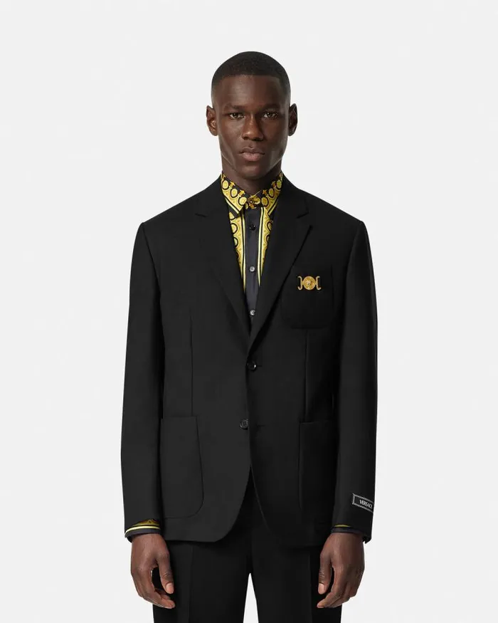 Medusa Biggie SingleBreasted Blazer Black Men Versace Blazers and Suits