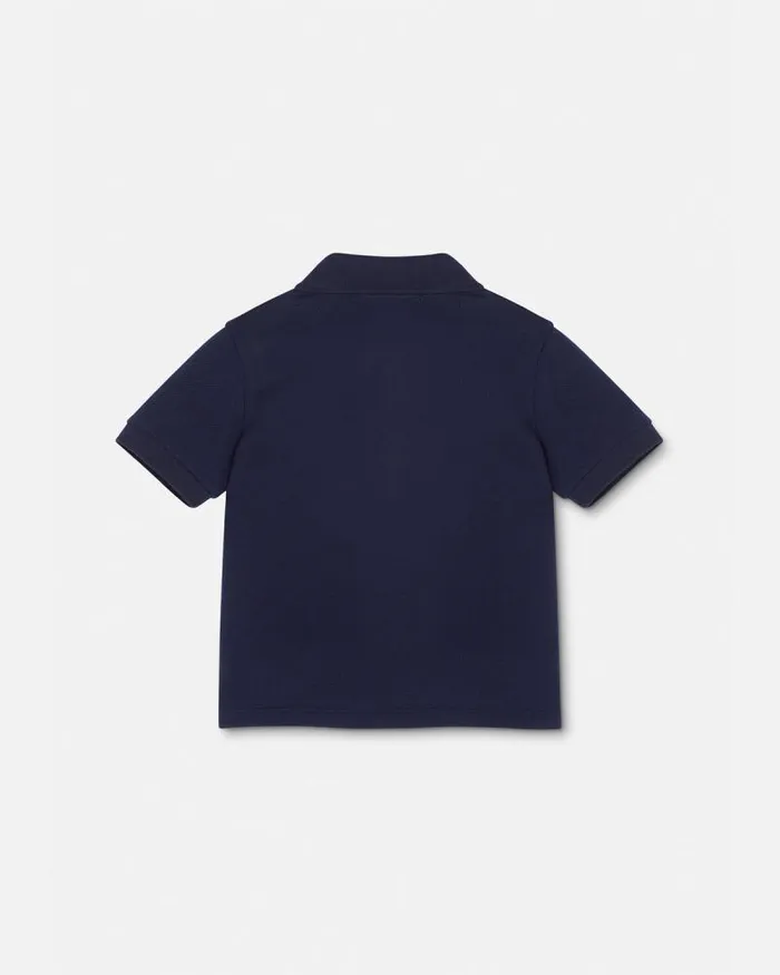 Medusa Embroidered Baby Polo Shirt Bluegold Children Versace Clothing