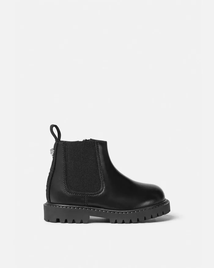Medusa Leather Baby Ankle Boots Blacksilver Children Versace Shoes