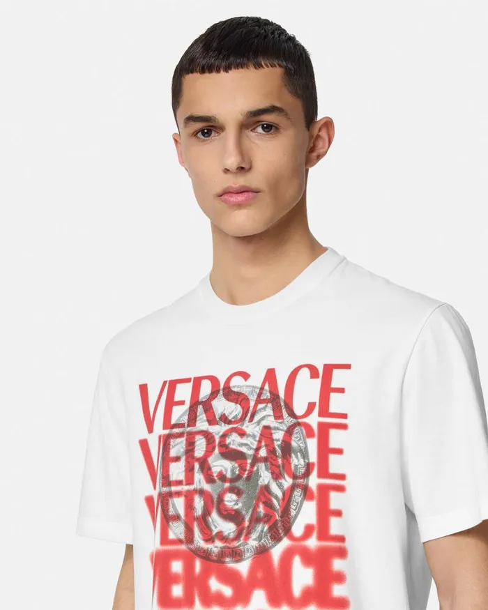 Medusa Medallion TShirt Whiteprint Men Versace TShirts and Polos