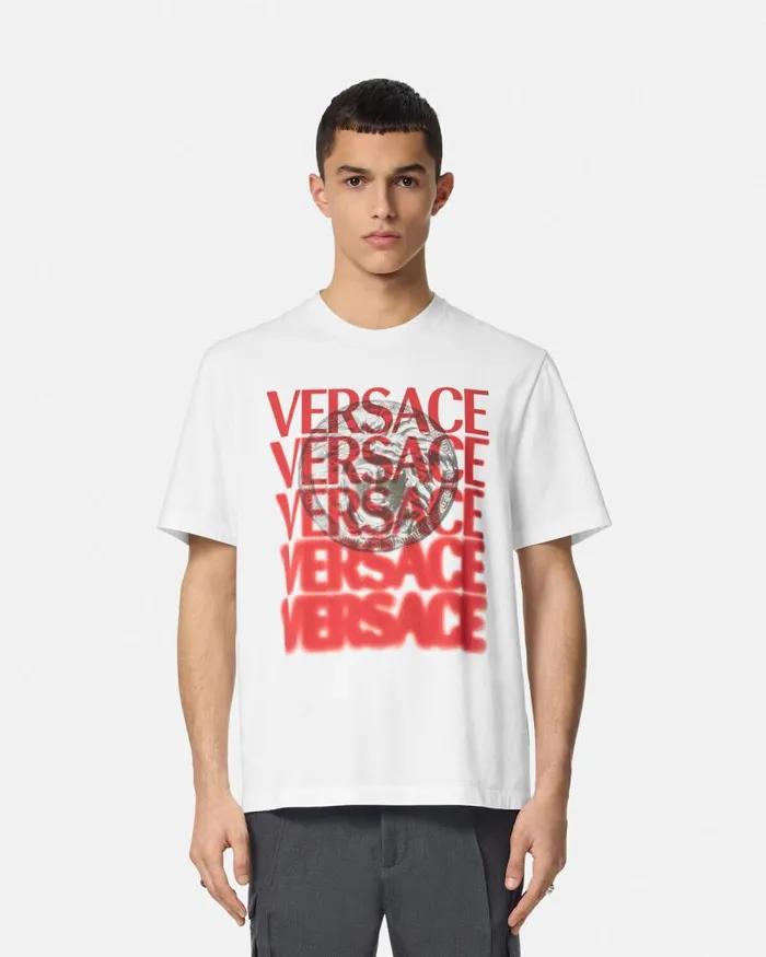 Medusa Medallion TShirt Whiteprint Men Versace TShirts and Polos