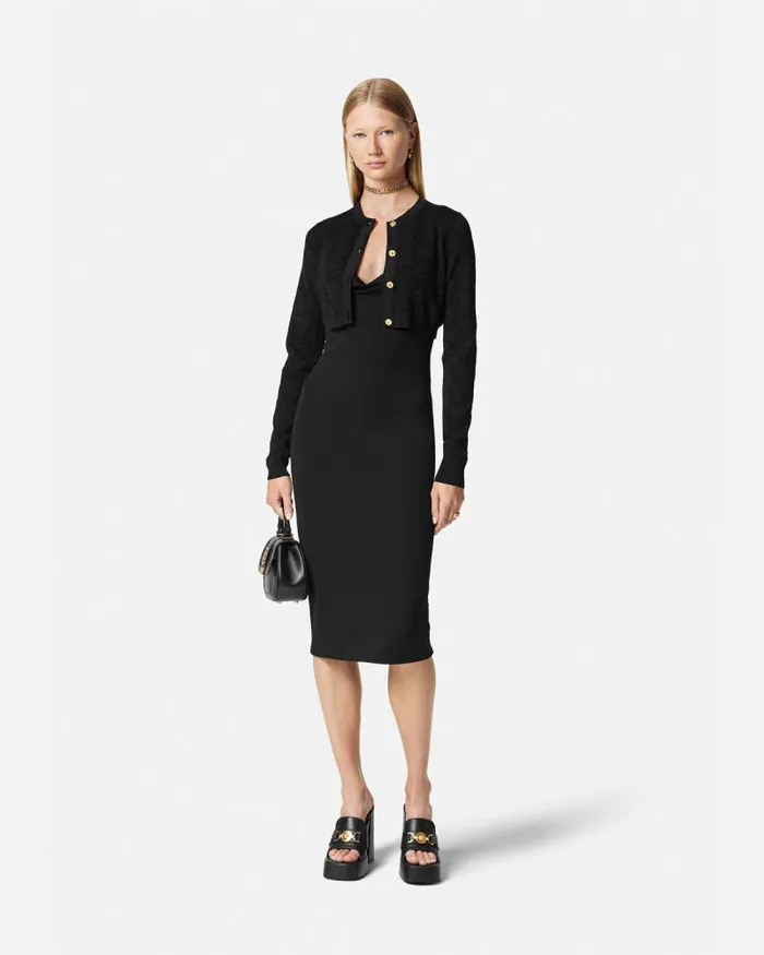 Medusa Midi Dress Black Women Versace Dresses