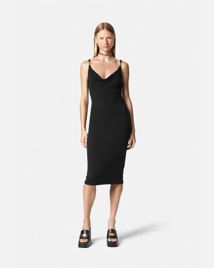 Medusa Midi Dress Black Women Versace Dresses