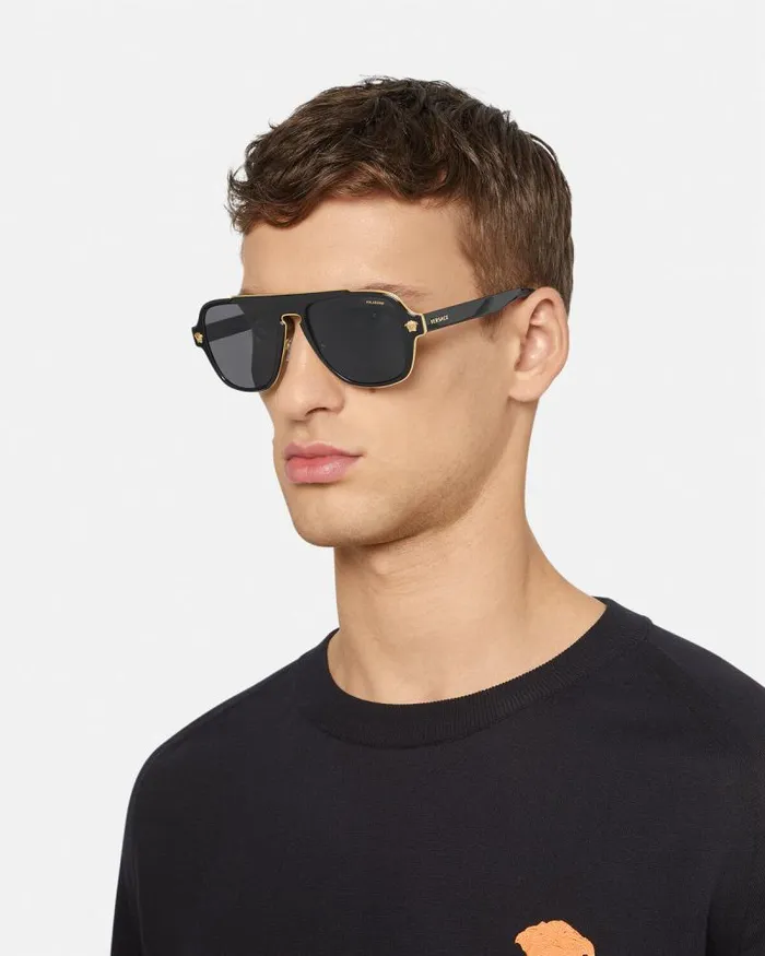 Medusa Retro Charm Sunglasses Black Men Versace Sunglasses