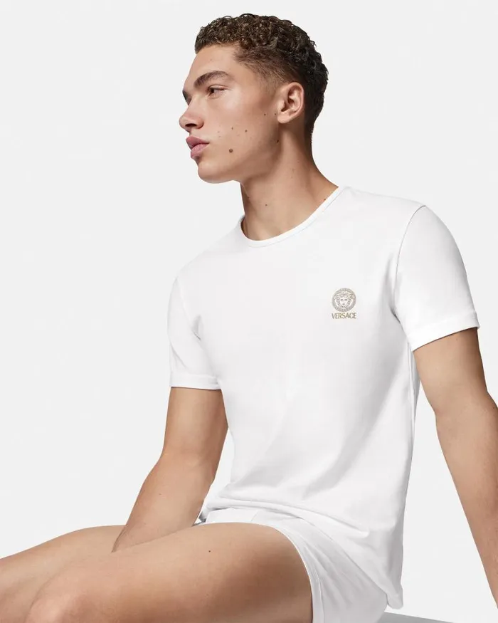 Medusa Undershirt 2Pack Blackwhite Men Versace Loungewear and Pajamas