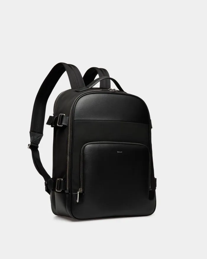 Men Bally Backpacks Vogel Backpack In Black Nylon And Recycled Leather Black Men Bally Backpacks Vogel Backpack In Black Nylon And Recycled Leather Black