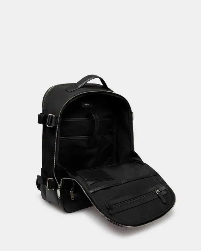 Men Bally Backpacks Vogel Backpack In Black Nylon And Recycled Leather Black Men Bally Backpacks Vogel Backpack In Black Nylon And Recycled Leather Black