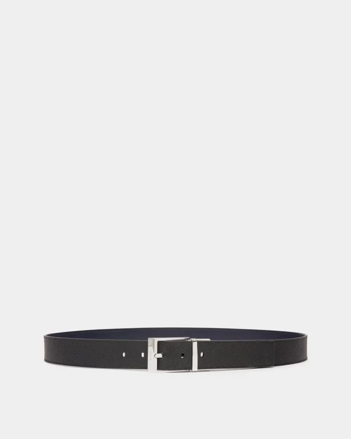 Men Bally Belts Shiffie 35mm Reversible And Adjustable Belt In Black And Navy Blue Leather Multicolor Men Bally Belts Shiffie 35mm Reversible And Adjustable Belt In Black And Navy Blue Leather Multicolor