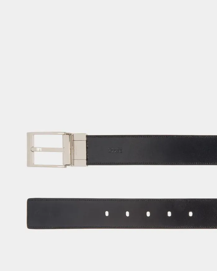 Men Bally Belts Shiffie 35mm Reversible And Adjustable Belt In Black And Navy Blue Leather Multicolor Men Bally Belts Shiffie 35mm Reversible And Adjustable Belt In Black And Navy Blue Leather Multicolor