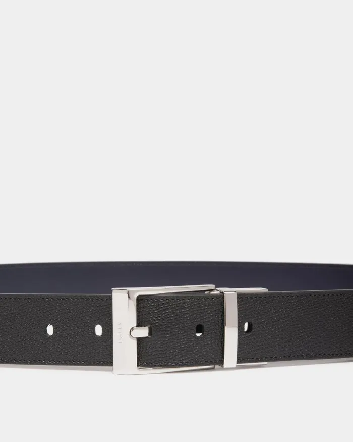 Men Bally Belts Shiffie 35mm Reversible And Adjustable Belt In Black And Navy Blue Leather Multicolor Men Bally Belts Shiffie 35mm Reversible And Adjustable Belt In Black And Navy Blue Leather Multicolor