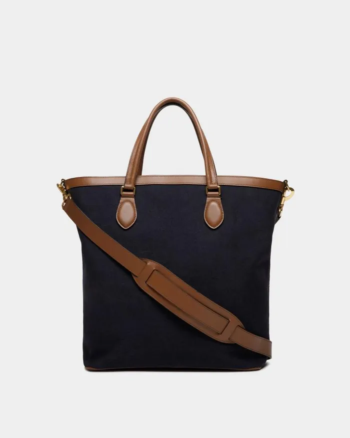 Men Bally Tote Bags Beckett Tote In Navy Blue Cotton Canvas Blue Men Bally Tote Bags Beckett Tote In Navy Blue Cotton Canvas Blue