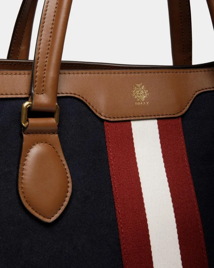 Men Bally Tote Bags Beckett Tote In Navy Blue Cotton Canvas Blue Men Bally Tote Bags Beckett Tote In Navy Blue Cotton Canvas Blue