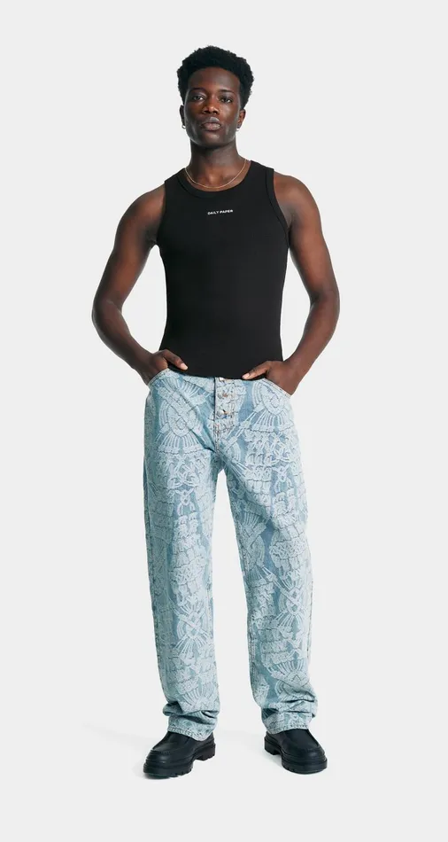Men Black Logotype Tank Top Daily Paper TShirts Men Black Logotype Tank Top Daily Paper TShirts
