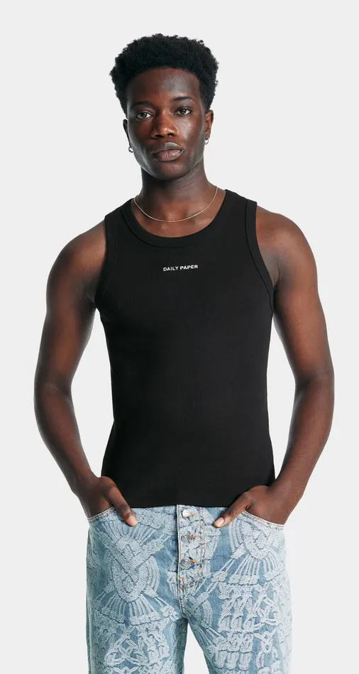 Men Black Logotype Tank Top Daily Paper TShirts Men Black Logotype Tank Top Daily Paper TShirts
