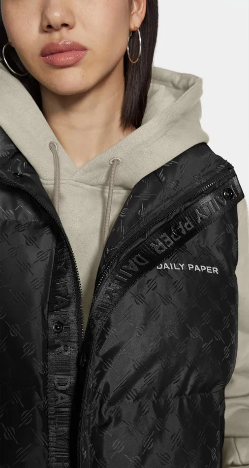 Men Black Monogram Pondo Bodywarmer Daily Paper Jackets Men Black Monogram Pondo Bodywarmer Daily Paper Jackets