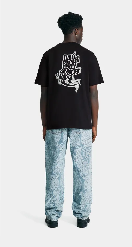 Men Black Reflection TShirt Daily Paper TShirts Men Black Reflection TShirt Daily Paper TShirts