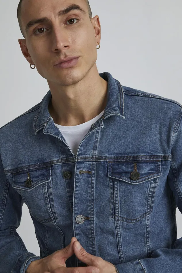 Men Blend Outerwear Outerwear Denim Middle Blue