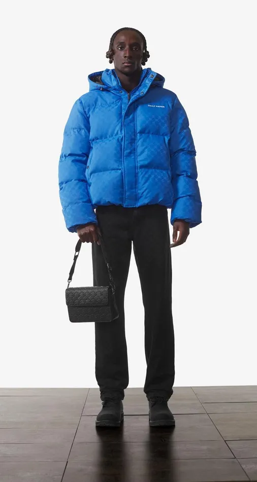 Men Blue Monogram Navan Puffer Jacket Daily Paper Jackets