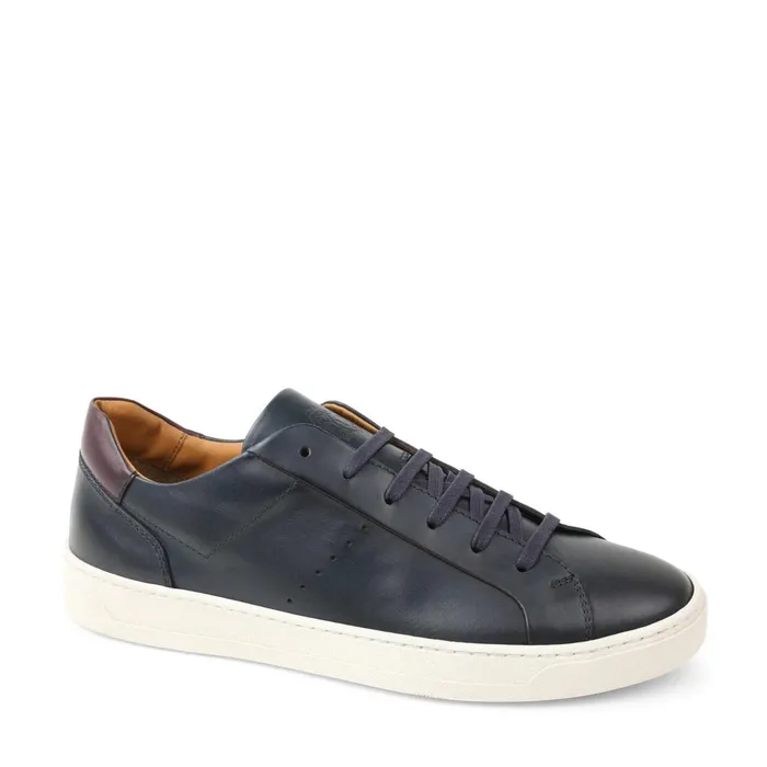 Men Casual Shoes Bruno Magli Dante LacetoToe Leather Sneaker 8211 Navy