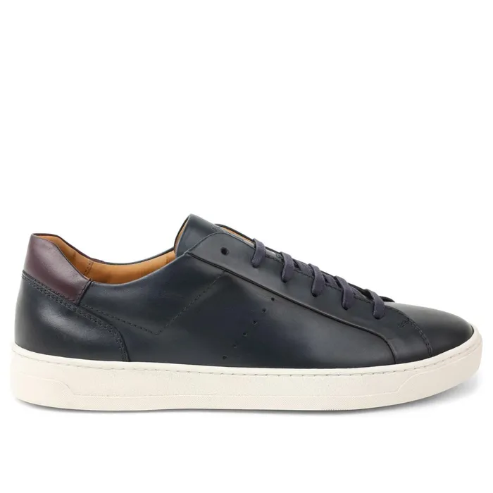 Men Casual Shoes Bruno Magli Dante LacetoToe Leather Sneaker 8211 Navy