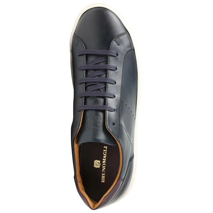 Men Casual Shoes Bruno Magli Dante LacetoToe Leather Sneaker 8211 Navy