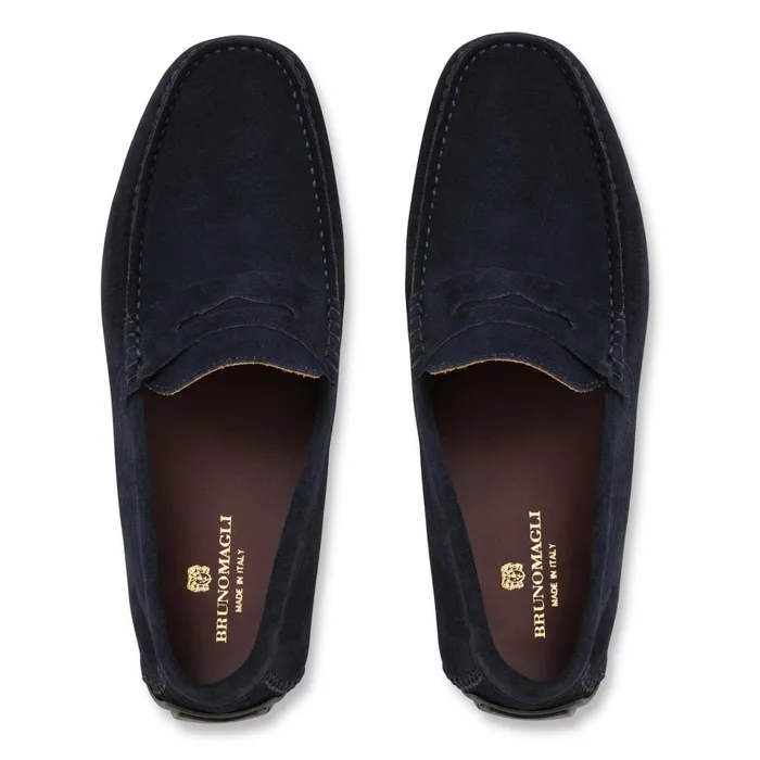 Men Casual Shoes Bruno Magli XANE CASUAL SUEDE SLIPON DRIVING MOCCASINNAVY