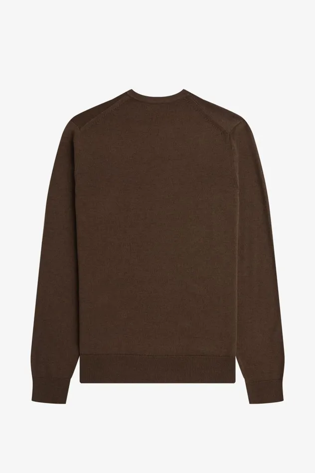 Men Classic Crew Neck Jumper Burnt Tobacco Fred Perry Knitwear