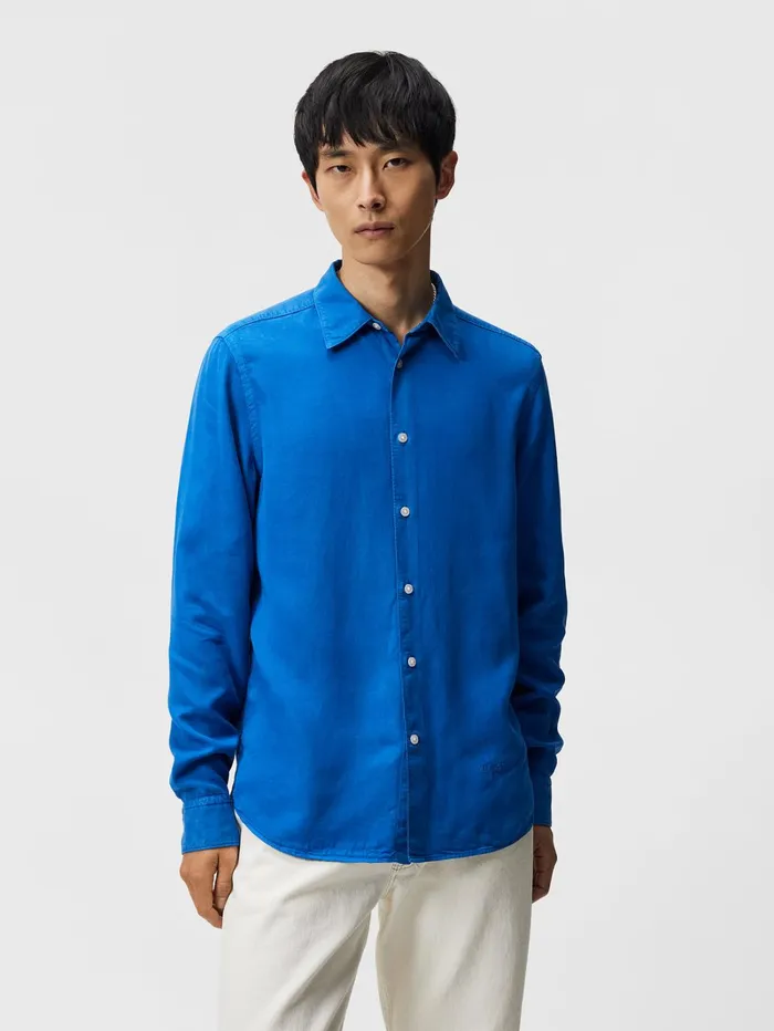 Men Comfort Tencel Slim Shirt Lapis Blue JLindeberg Shirts