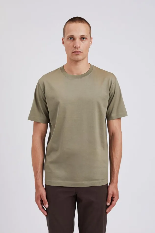 Men Cotton Crpe Tshirt Sediment Green Norse Projects TShirts